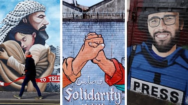 Artists from around the world have been creating murals to show their support for Gaza and the Palestinian cause. Photos: Getty Images/Reuters