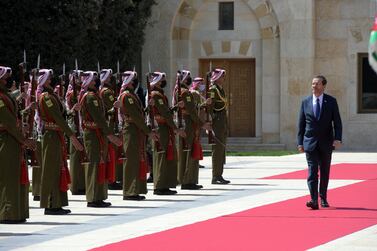 Israeli President Isaac Herzog receives an official welcome during a diplomatic visit to Amman, Jordan March 30, 2022.  Haim Zach/Government Press Office (GPO)/via REUTERS.  THIS IMAGE HAS BEEN SUPPLIED BY A THIRD PARTY.  MANDATORY CREDIT