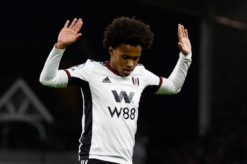 Fulham's Willian celebrates scoring their first goal. Action Images