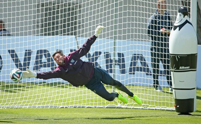 Ben Foster in action during an England World Cup 2014 training session in Portugal on Wednesday. Richard Heathcote / Getty Images / May 21, 2014