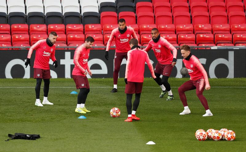 Champions League - FC Barcelona Training - Old Trafford, Manchester, Britain - April 9, 2019 General  view during training.  Reuters