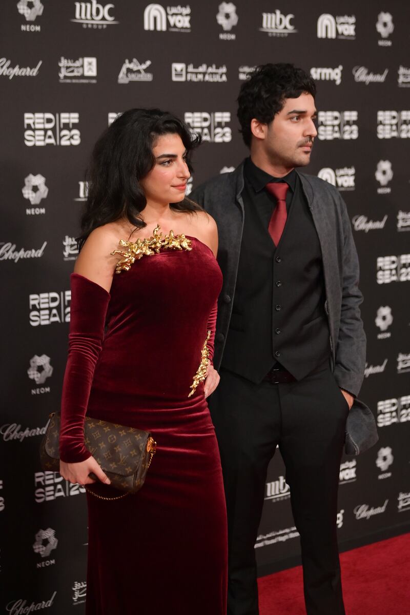 Nour Alkhadra and Baraa Alem, stars of opening film Hwjn