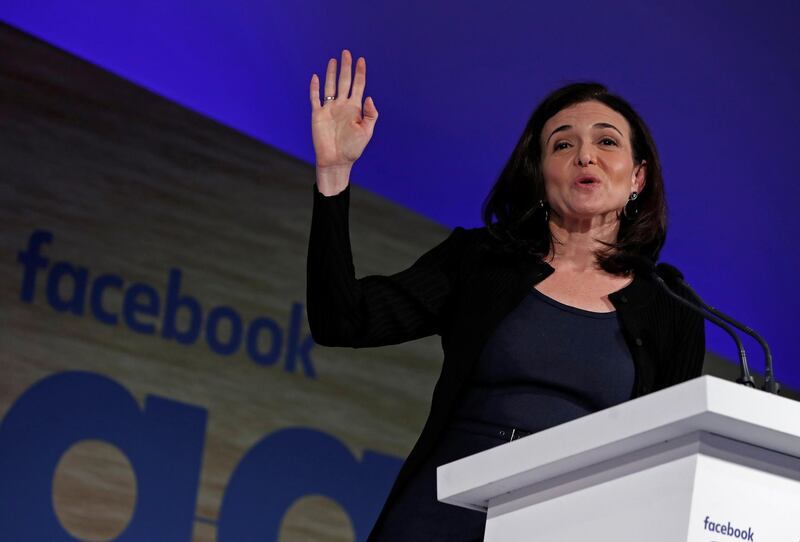 Sheryl Sandberg, Facebook's chief operating officer, addresses the Facebook Gather conference in Brussels, Belgium January 23, 2018. REUTERS/Yves Herman