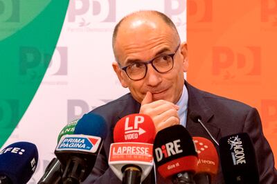 Centre-left Democratic Party leader Enrico Letta announced his resignation after his election defeat. AP 