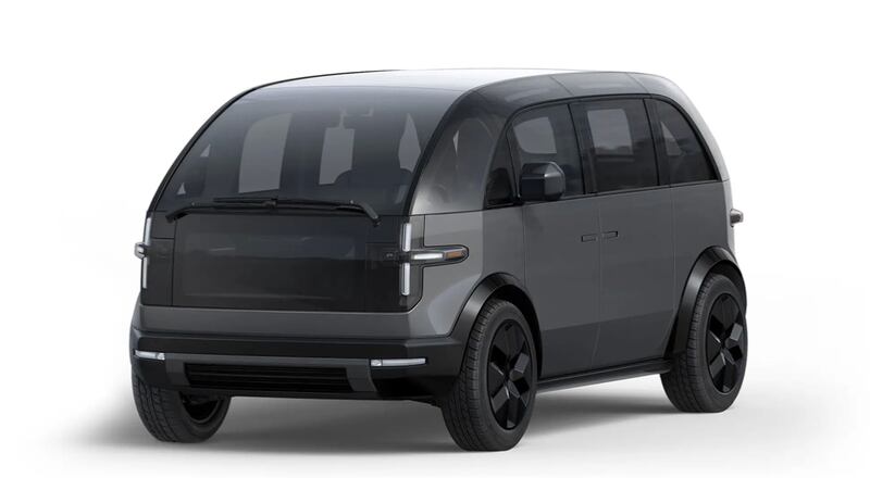 This is the 'premium' vehicle offered by Canoo. It has seven seats and a panoramic glass roof.