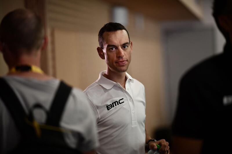 Australia's Richie Porte is pictured within a press conference of USA's BMC Racing cycling team on July 5, 2018 in Mouilleron-le-Captif, western France, two days prior to the start of the 105th edition of the Tour de France cycling race.  / AFP / Jeff PACHOUD

