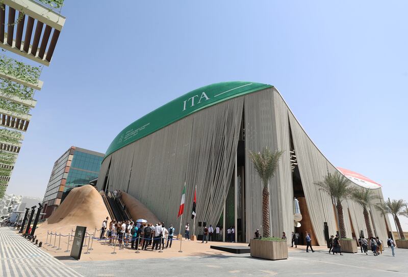 The Italy pavilion on the first day of Expo 2020 in Dubai. Chris Whiteoak / The National