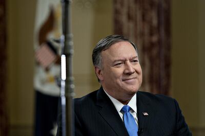 Mike Pompeo, U.S. secretary of state, smiles during a Bloomberg Television interview at the State Department in Washington, D.C., U.S., on Thursday, July 25, 2019. Pompeo said the door remains open for diplomacy with North Korea even though it launched short-range missiles early Thursday and that he hopes working-level talks between the two countries will begin in the next month or so. Photographer: Andrew Harrer/Bloomberg