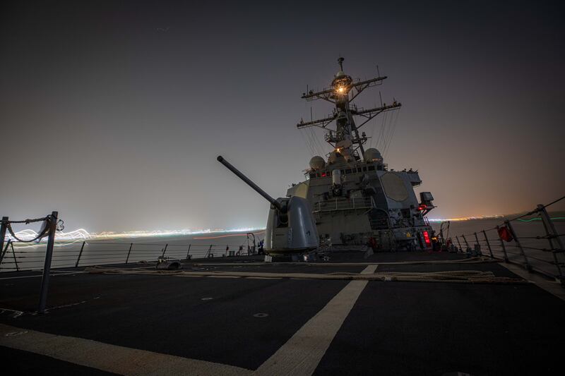 The USS Carney crosses the Suez Canal. AFP / US Department of Defence