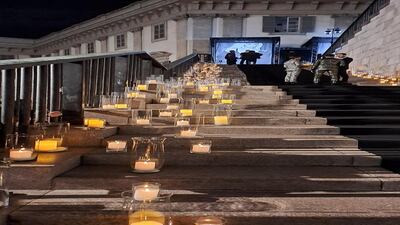 The candle-lit staircase leading to the Palazzo where the dinner was held. Photo: Sarah Maisey / The National 