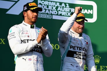 Valtteri Bottas, right, had the beating of his Mercedes-GP teammate Lewis Hamilton in Australia. Getty
