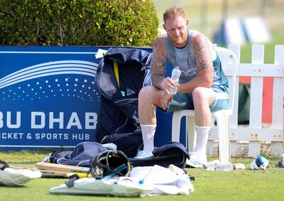 England captain Ben Stokes cools off after batting. Chris Whiteoak / The National