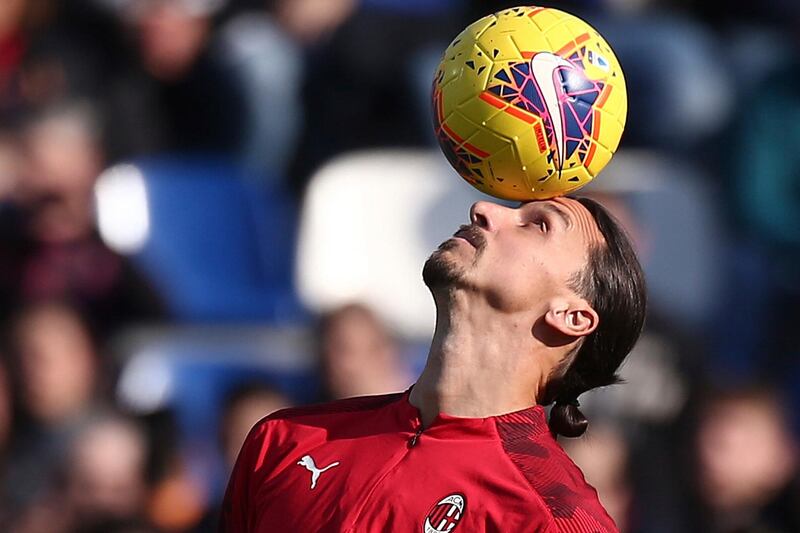 AC Milan's Zlatan Ibrahimovic warms up prior to their Serie A match at Cagliari on Saturday, January 11. Ibrahimovic would go on to score in a 3-0 win. AP