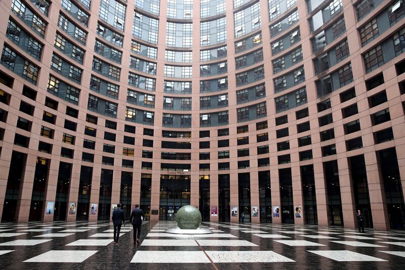 The atrium of the European Parliament building in Strasbourg, France, on Wednesday. AP