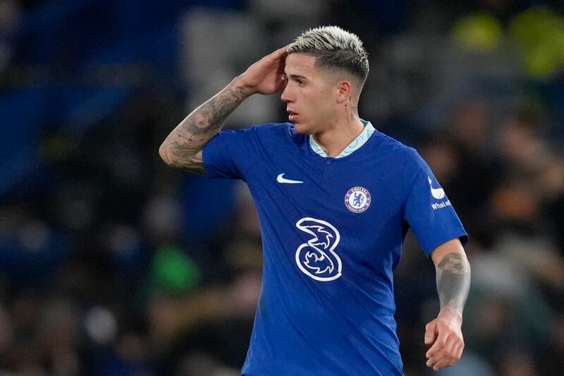 Enzo Fernandez made his Chelsea debut against Fulham at Stamford Bridge on Friday. AP