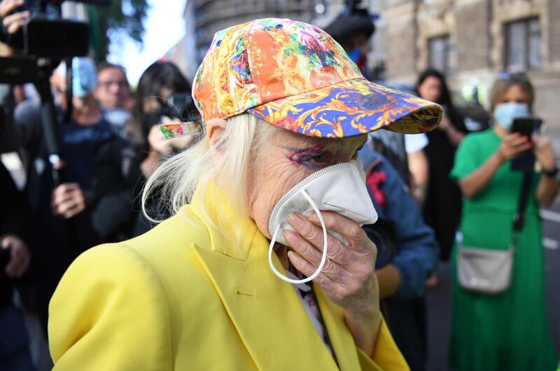 Vivienne Westwood arrives at The Old Bailey on Tuesday. EPA
