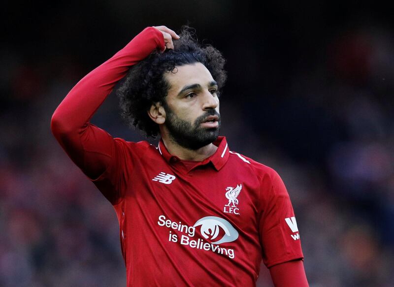 Soccer Football - Premier League - Liverpool v Manchester City - Anfield, Liverpool, Britain - October 7, 2018  Liverpool's Mohamed Salah during the match              REUTERS/Phil Noble  EDITORIAL USE ONLY. No use with unauthorized audio, video, data, fixture lists, club/league logos or "live" services. Online in-match use limited to 75 images, no video emulation. No use in betting, games or single club/league/player publications.  Please contact your account representative for further details.