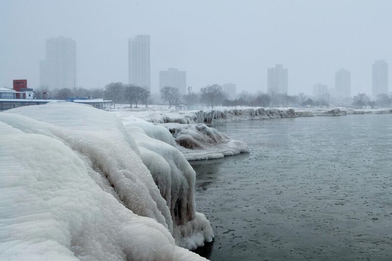 The city skyline is seen from the North Avenue Beach at Lake Michigan in Chicago. Reuters