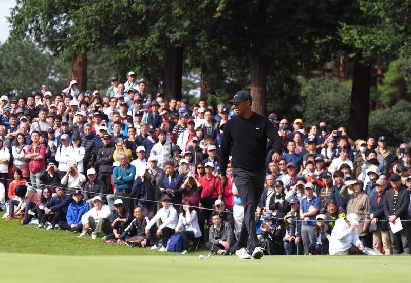 Tiger Woods on the first hole. AFP