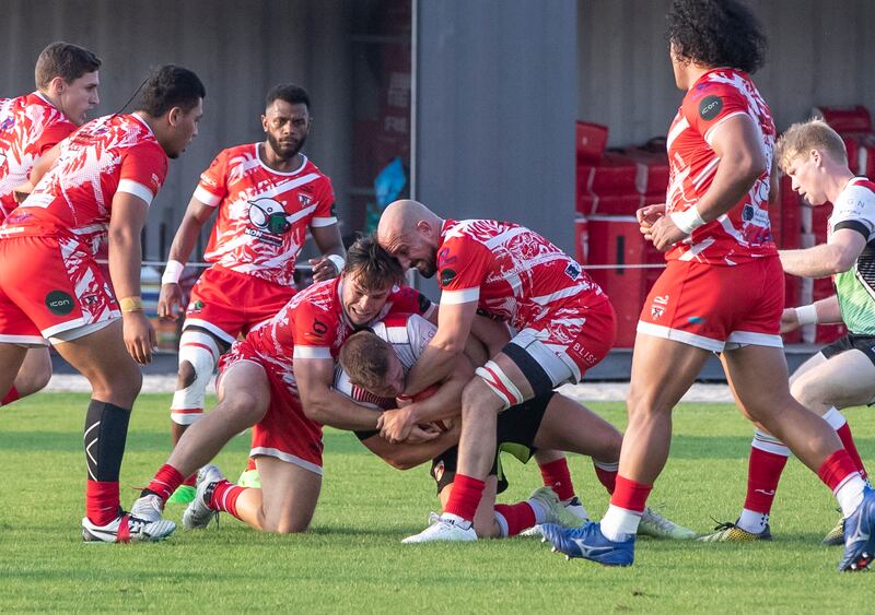  Dubai Tigers and Abu Dhabi Harlequins in action during the UAE Premiership semifinal.