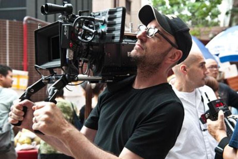 The director Steven Soderbergh during the filming of Contagion, which was shot in several locations around the world.