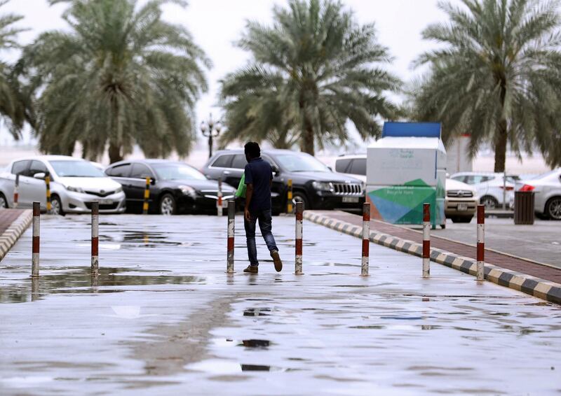 Sharjah, United Arab Emirates - March 27, 2019: The rain falls in Sharjah. Wednesday the 27th of March 2019, Sharjah. Chris Whiteoak / The National