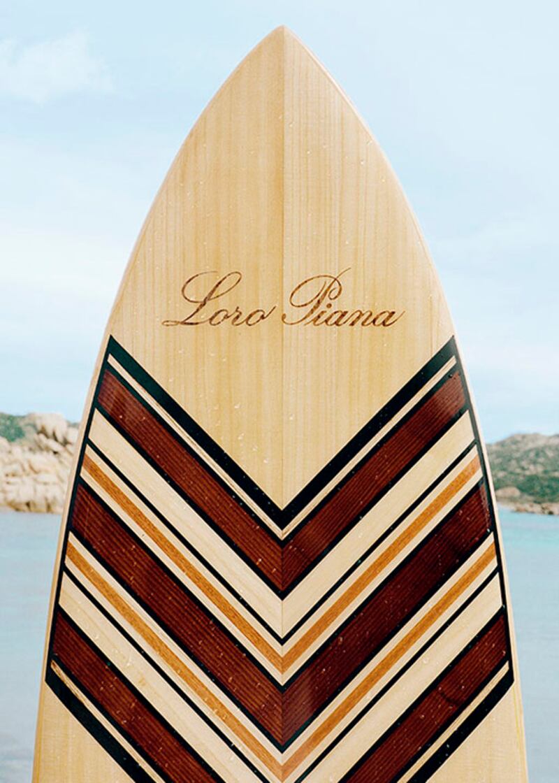 Suitcase stripe wooden surfboard, Dh40,142, Loro Piana