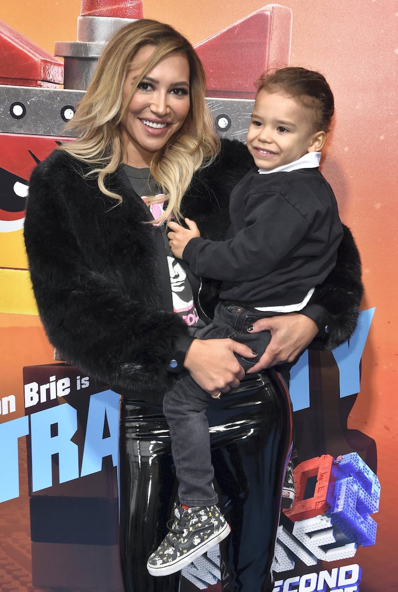 US actress Naya Rivera and son Josey Hollis Dorsey arrive for the premiere of "The Lego Movie 2: The Second Part" at the Regency Village theatre on February 2, 2019 in Westwood, California. (Photo by Chris Delmas / AFP)