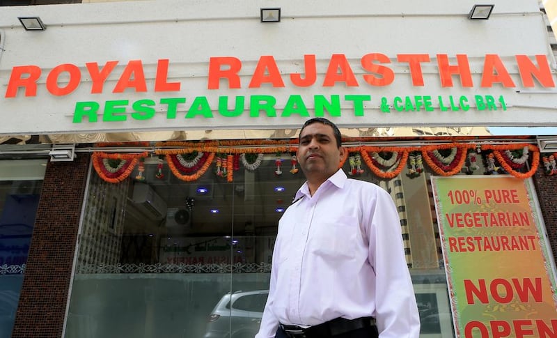 Laxman Sadhwani, of the Royal Rajasthan restaurant in Abu Dhabi, is hoping that the players of his favourite team, the Rajasthan Royals, will try his Rajasthani food while they are in town for the IPL. Ravindranath K / The National