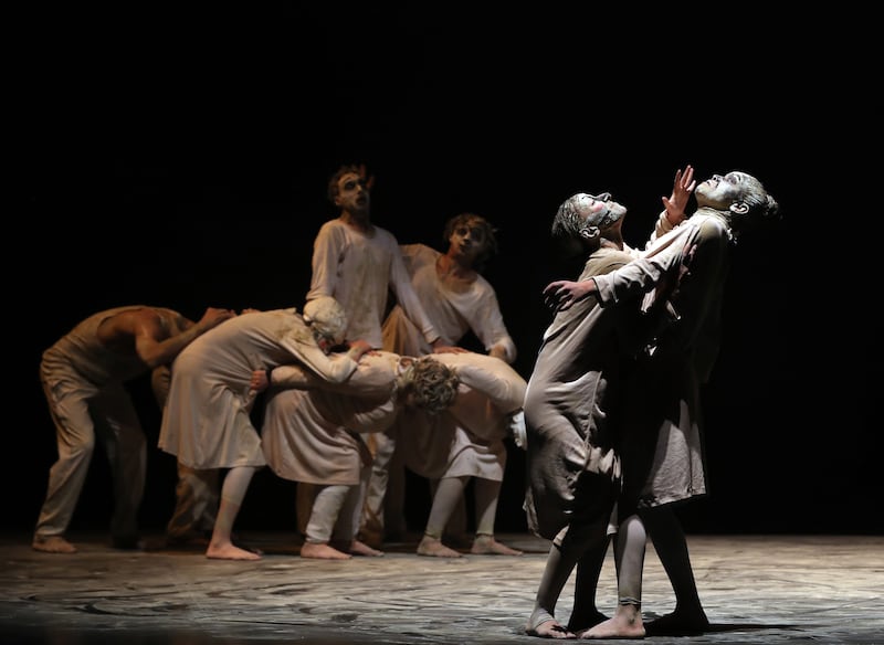 A Tunisian dance group performs 'May B' by Maguy Marin at the Carthage Choreographic Days in Tunis