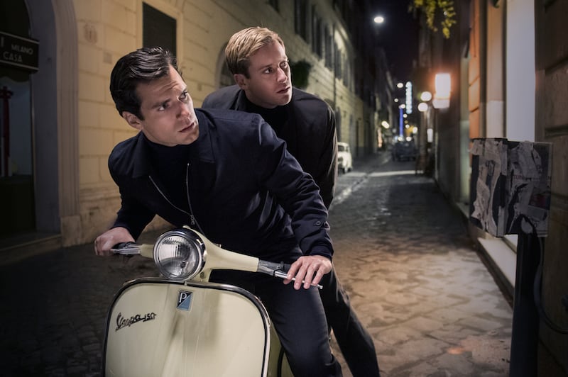 Henry Cavill as Napoleon Solo and Armie Hammer as Illya Kuryakin in The Man from U.N.C.L.E. Daniel Smith / Warner Bros Pictures