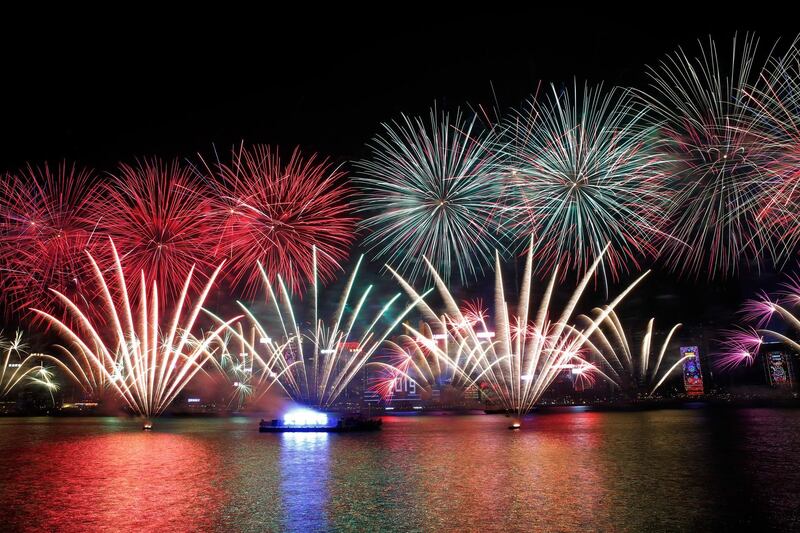 Fireworks explode over the Victoria Harbor during New Year's Eve to celebrate the start of year 2019 in Hong Kong, Tuesday, Jan. 1, 2019. AP Photo