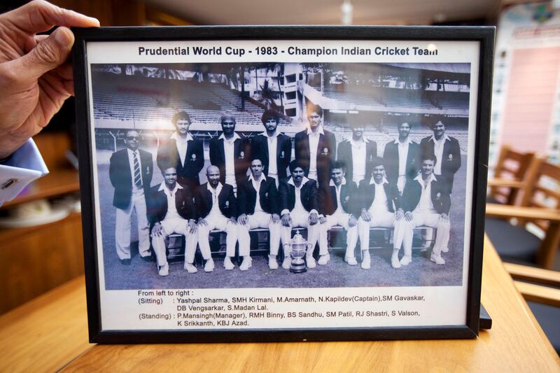 Dubai, United Arab Emirates, November 19, 2012:     Favourite things:  photo of 1983 world cup championship team.

Shyam Bhatia has made a museum out of his cricket collection at his home in the Jumeirah area in Dubai on November 19, 2012. Christopher Pike / The National
