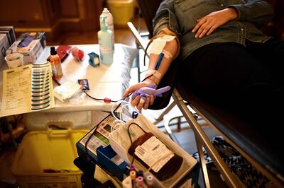 A volunteer donates blood at Bordeaux' National Opera on December 7.  AFP