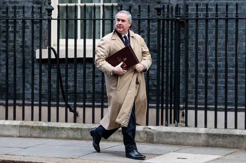 LONDON, ENGLAND - MARCH 05: Attorney General Geoffrey Cox leaves following the weekly cabinet meeting at 10 Downing Street on March 5, 2019 in London, England. Government Ministers continue to seek legally-binding changes to Theresa May's Brexit deal in order to get backing from MPs when they vote on the deal in Parliament next week. (Photo by Jack Taylor/Getty Images)