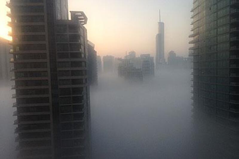Fog over Dubai Marina this morning.