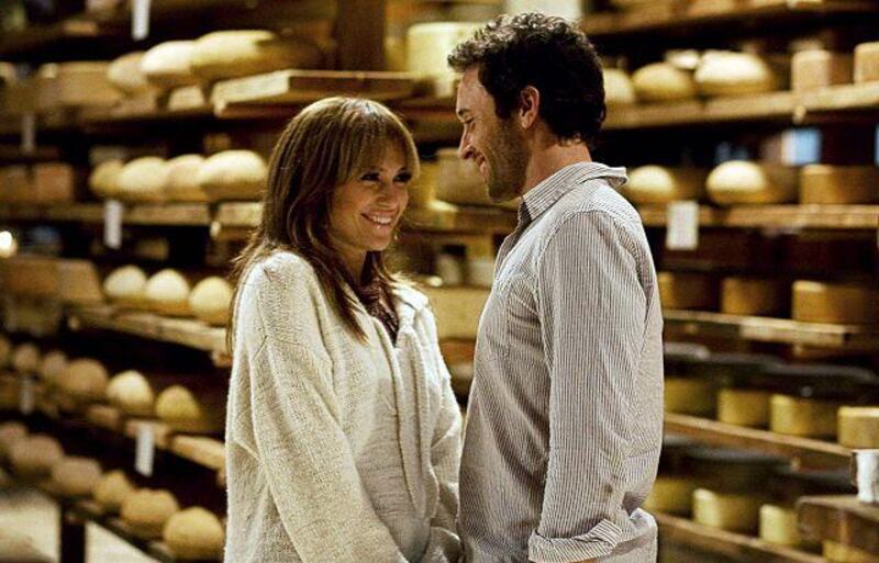 Sparks fly when Alex O'Loughlin meets Jennifer Lopez in his cheese barn. Peter Lovino