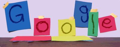 UAE Mother's Day 2023 Google Doodle opens like a card made my children. Photo: Google
