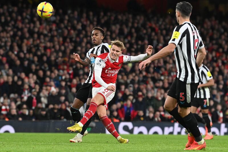 Martin Odegaard 7: Volleyed decent chance over bar from inside box in opening few minutes and at the heart of team’s flying start. Booked for pulling shirt of Guimaraes then booting him over. Influence waned in second half as Newcastle frustrated home side. EPA