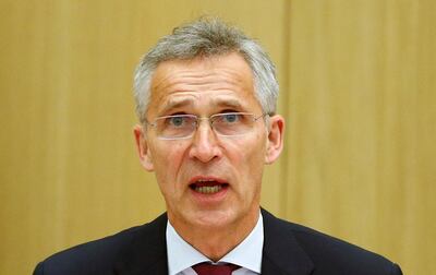 epa08490694 NATO Secretary-General Jens Stoltenberg speaks as he chairs a NATO defense ministers meeting via teleconference at the Alliance headquarters in Brussels, Belgium, 17 June 2020.  EPA/FRANCOIS LENOIR / POOL