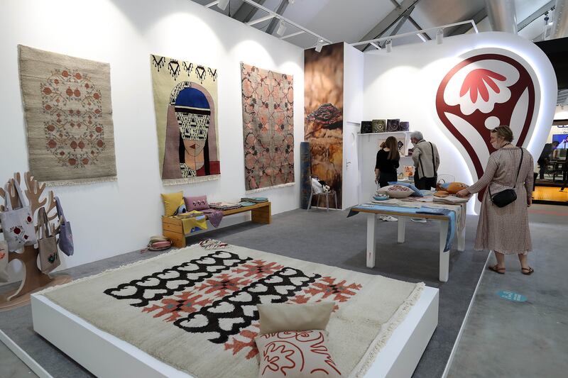 Craft items at the Laal textiles stand at Downtown Design on the opening day of Dubai Design Week, which is taking place from November 8 to 13 in d3. All photos: Pawan Singh / The National