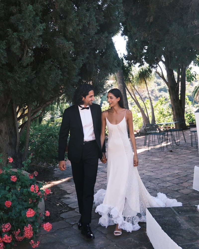 Nora Attal and cinematographer Victor Bastidas were married at Cortijo San Francisco, in Estepona, near Marbella, in June. The bride wore Lanvin. All photos: Viva