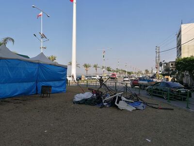 The tent that was destroyed in Tyre, Lebanon. Sunniva Rose / The National