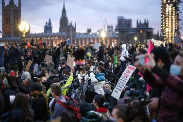 Demonstrators sit on the ground during a protest at Westminster Bridge, London. Reuters
