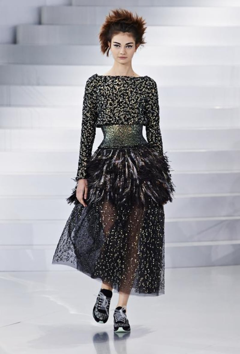 Model Antonina Vasylchenko wears Look 42 at the Chanel 2014 spring/summer haute couture show in Paris. Photo: Chanel