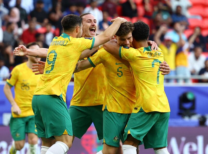 Australia's Jordan Bos celebrates after scoring. Reuters