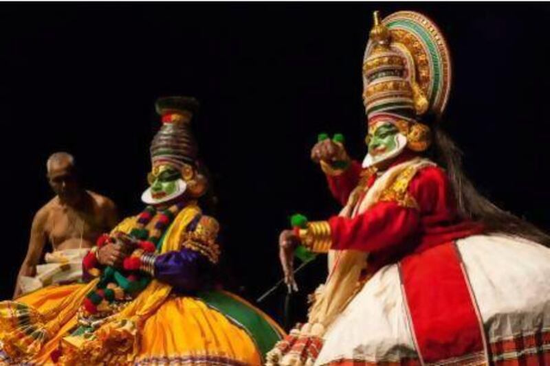 It takes years of gruelling physical training plus study of the scriptures and the ancient language of Sanskrit before a kathakali performer can make their debut on stage. Duncan Chard for The National