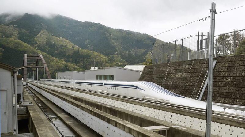 The Maglev Test Line, near Mount Fuji about 80 kilometres west of Tokyo, is developing technology for use on a future 410km link that will reduce travel time between Tokyo and Osaka to just over an hour. Katsuya Miyagawa / Kyodo News via AP Photo