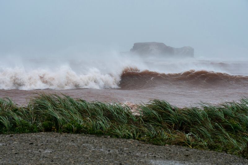 Waves coming ashore at L'Étang-du-Nord on Les Îles-de-la-Madeleine in the Canadian province of Quebec. AP