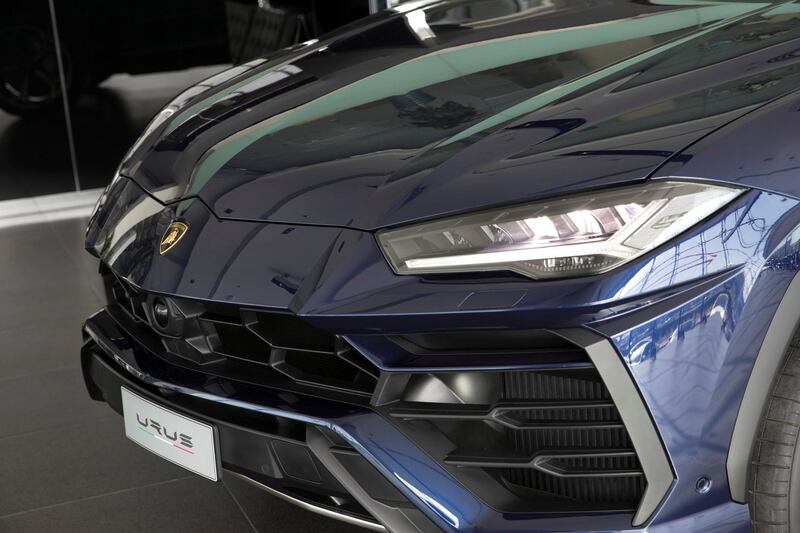 DUBAI, UNITED ARAB EMIRATES. 22 JANUARY 2018. The new Lamborghini Urus SUV at the Lamborghini showroom on Sheikh Zayed Rd. (Photo: Antonie Robertson/The National) Journalist: Adam Workman. Section: Motoring.